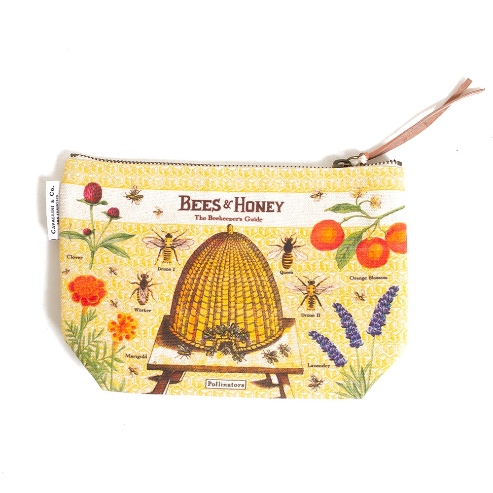 Cavallini, Vintage, Cotton, Zipper pouch, Bees & Honey